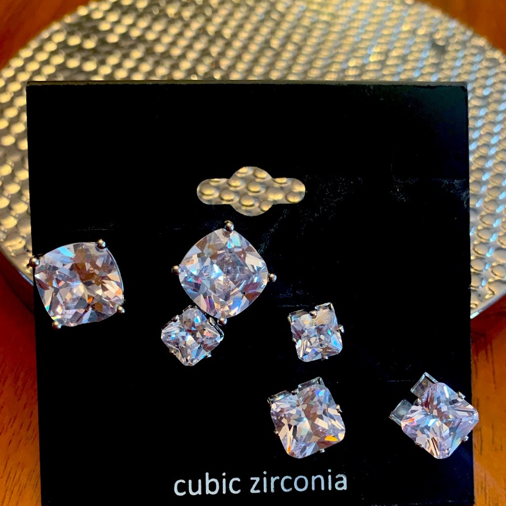 Set of 3 Cubic Zirconia Earrings